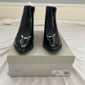 Marc Fisher black patent leather ankle boots, size 9
